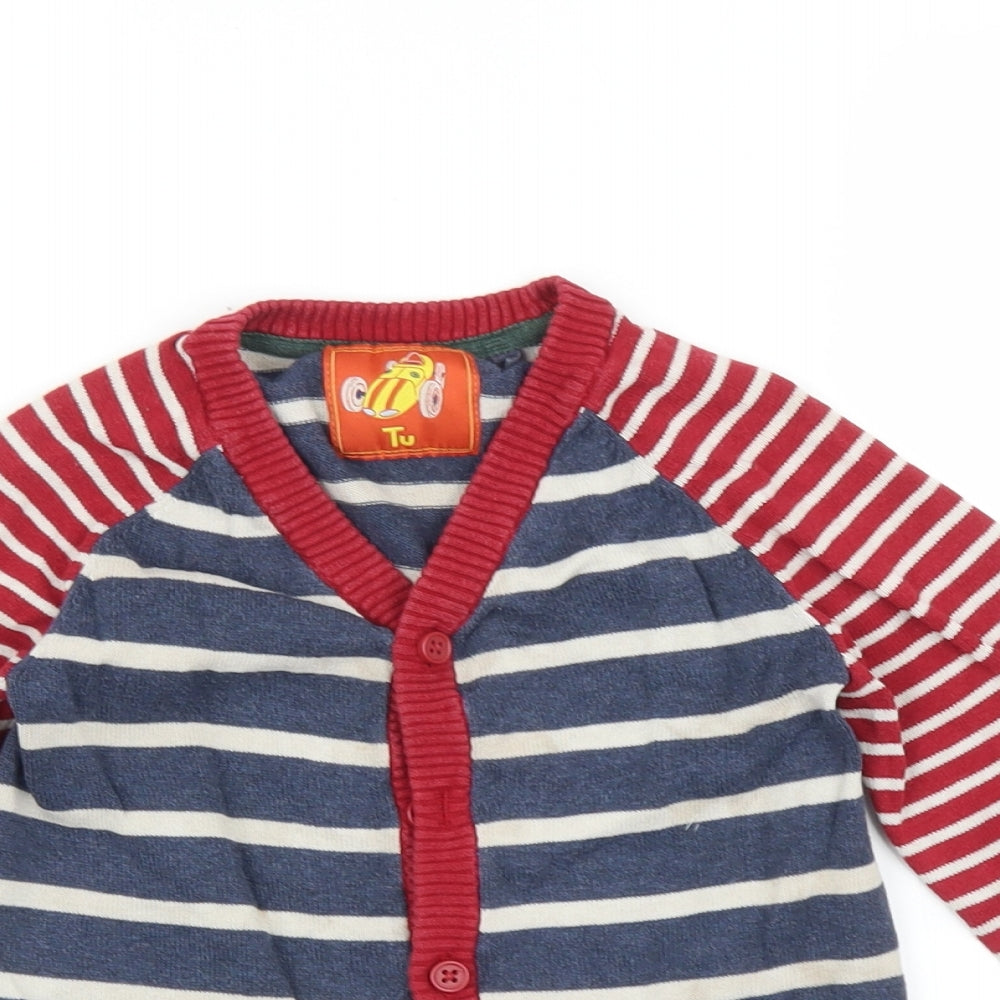 TU Boys Multicoloured Striped  Cardigan Jumper Size 3-4 Years