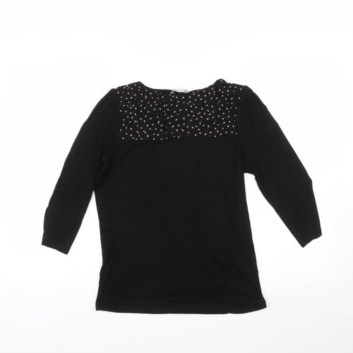 Marks and Spencer Womens Black Floral  Basic T-Shirt Size 10