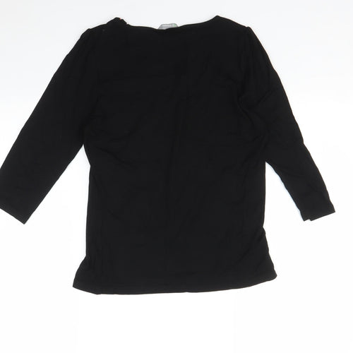 Marks and Spencer Womens Black Floral  Basic T-Shirt Size 10