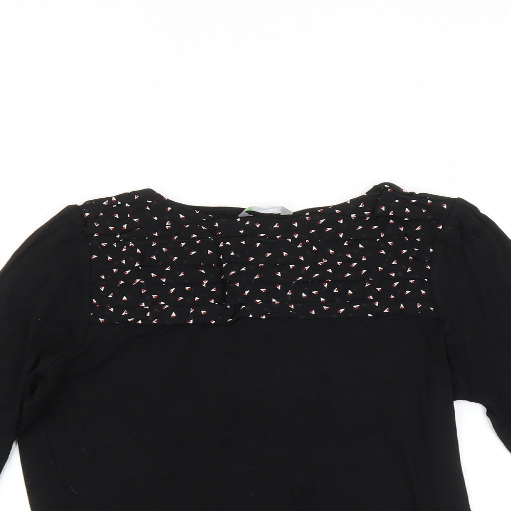 Marks and Spencer Womens Black Floral  Basic T-Shirt Size 10