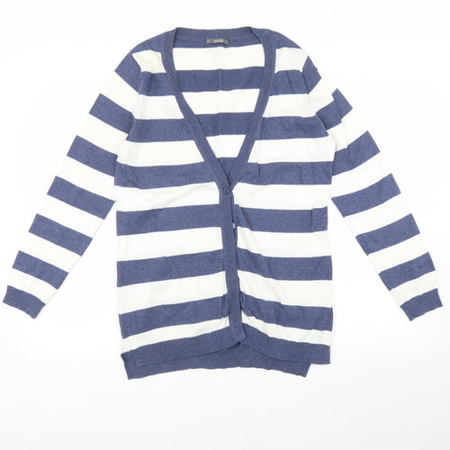 South Womens Blue Striped  Cardigan Jumper Size 12