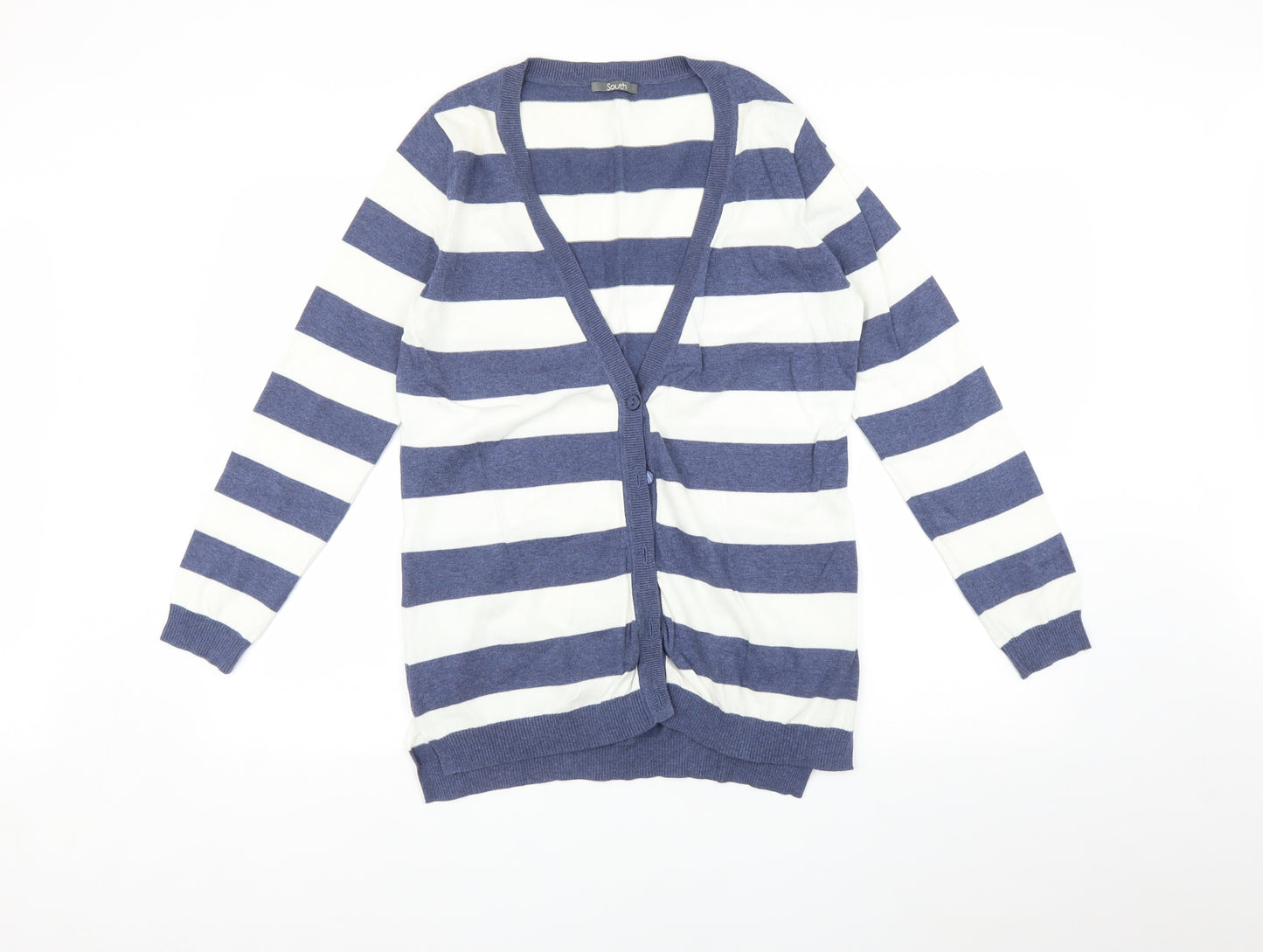 South Womens Blue Striped  Cardigan Jumper Size 12