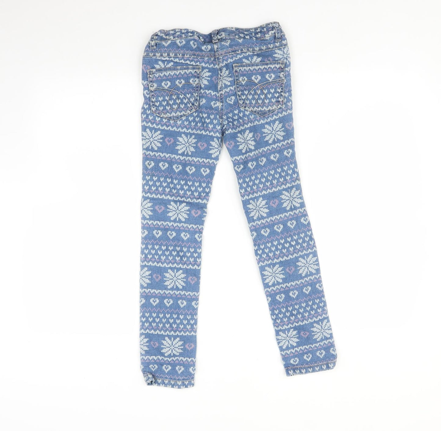 NEXT Girls Blue Fair Isle  Skinny Jeans Size 9 Months