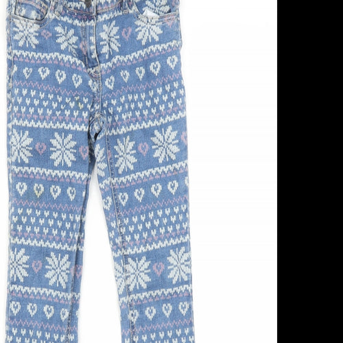 NEXT Girls Blue Fair Isle  Skinny Jeans Size 9 Months