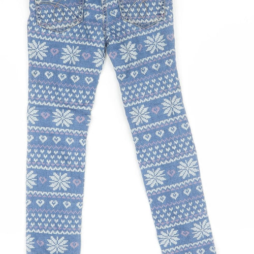 NEXT Girls Blue Fair Isle  Skinny Jeans Size 9 Months