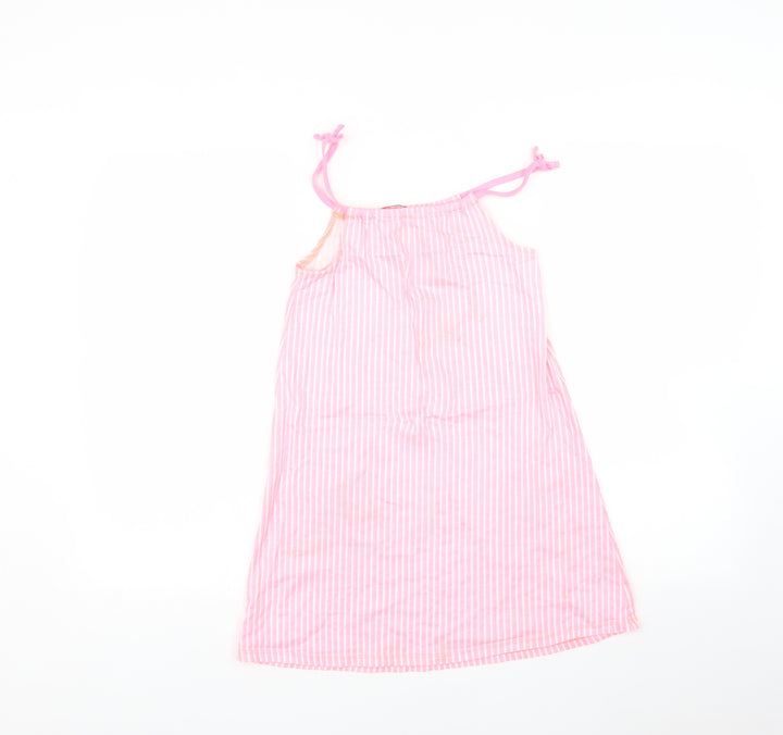 George Girls Pink Striped A-Line Size 8-9 Years