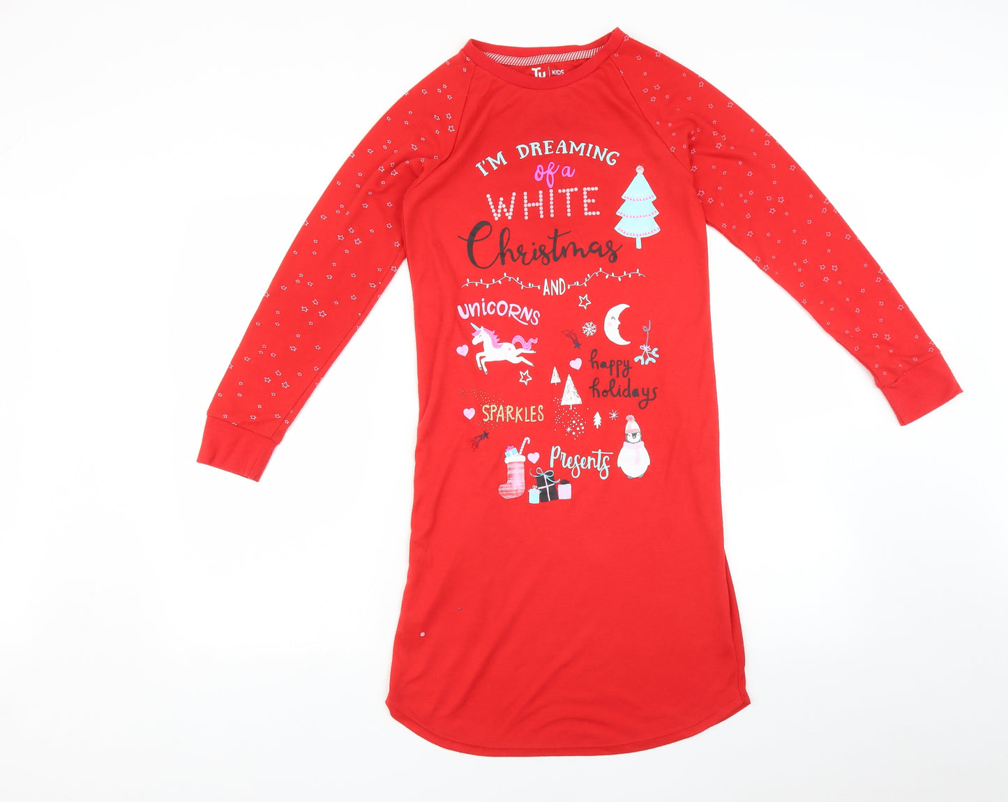 TU Girls Red    Nightshirt Size 11-12 Years  - Christmas