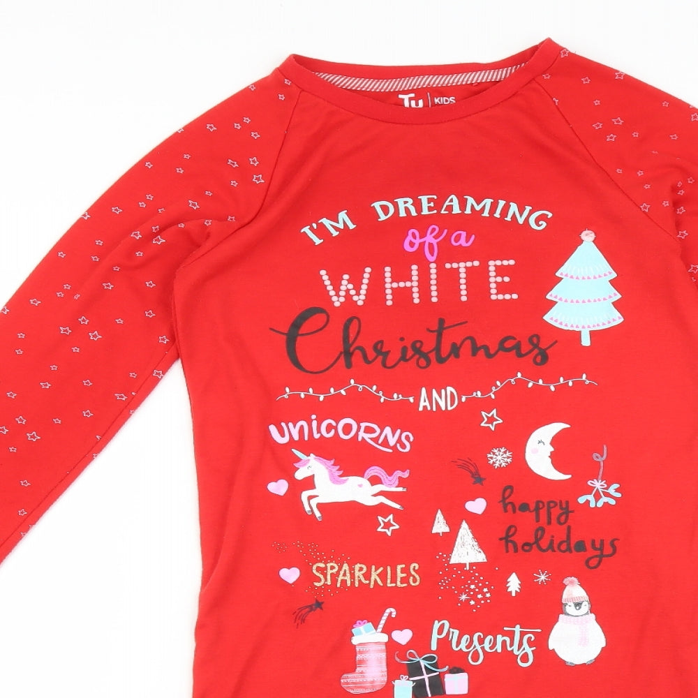 TU Girls Red    Nightshirt Size 11-12 Years  - Christmas