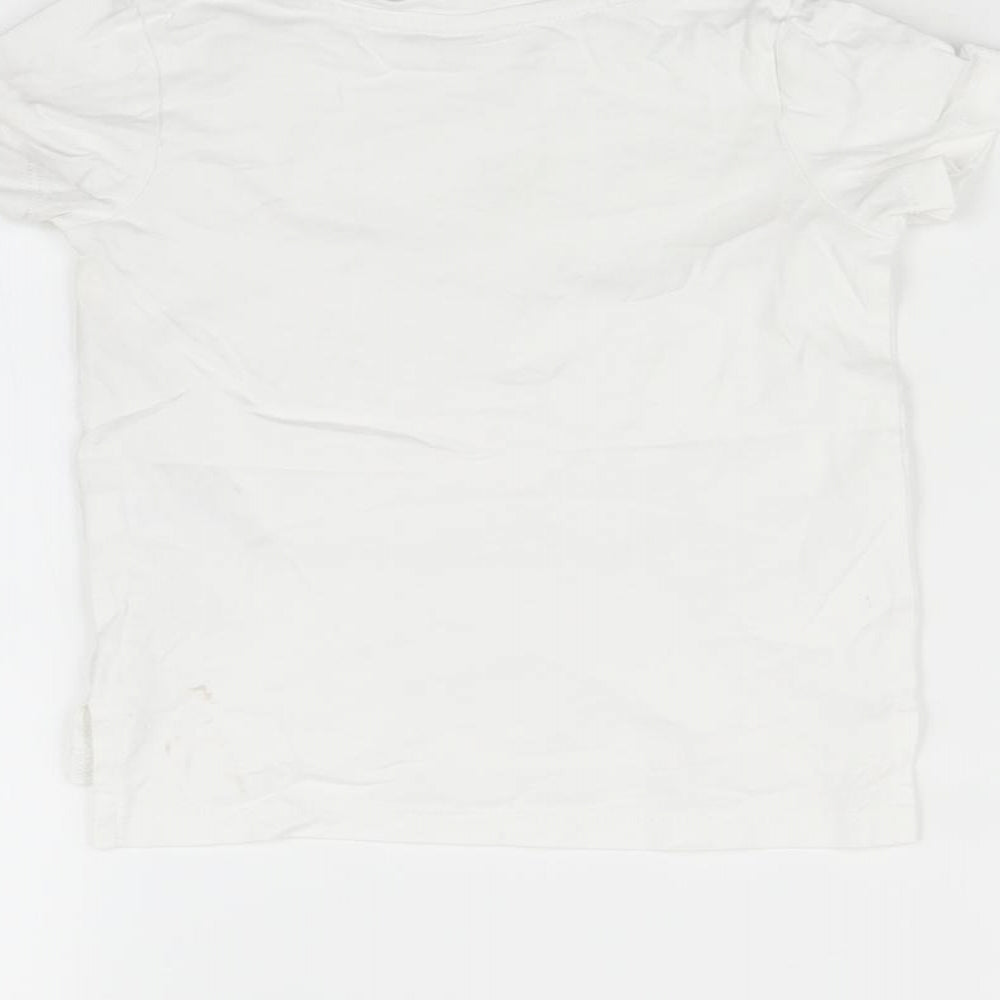 TU Girls White   Basic T-Shirt Size 3 Years  - Unicorn