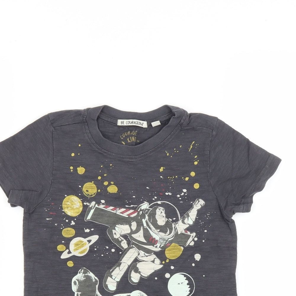 Be courageous Boys Grey   Basic T-Shirt Size 5-6 Years  - Toy story