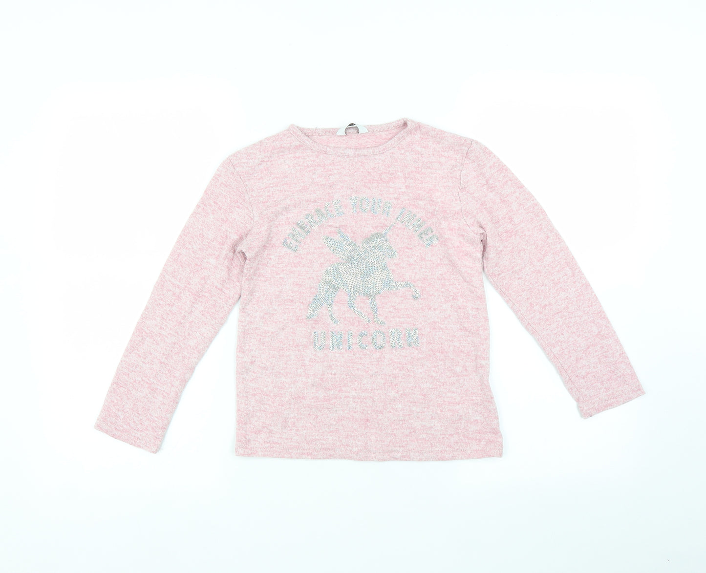 Primark Girls Pink   Pullover Jumper Size 8-9 Years  - Unicorn print