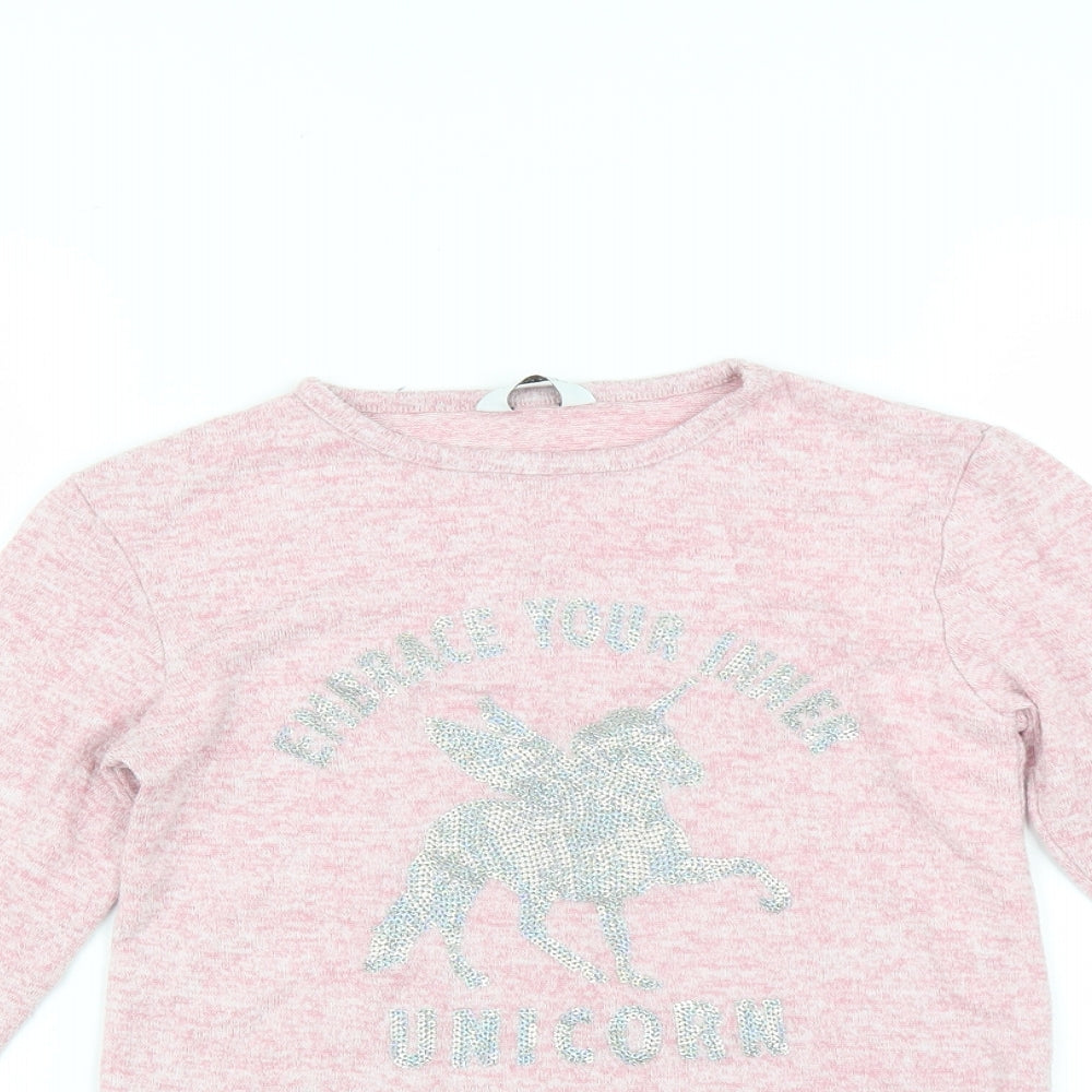 Primark Girls Pink   Pullover Jumper Size 8-9 Years  - Unicorn print