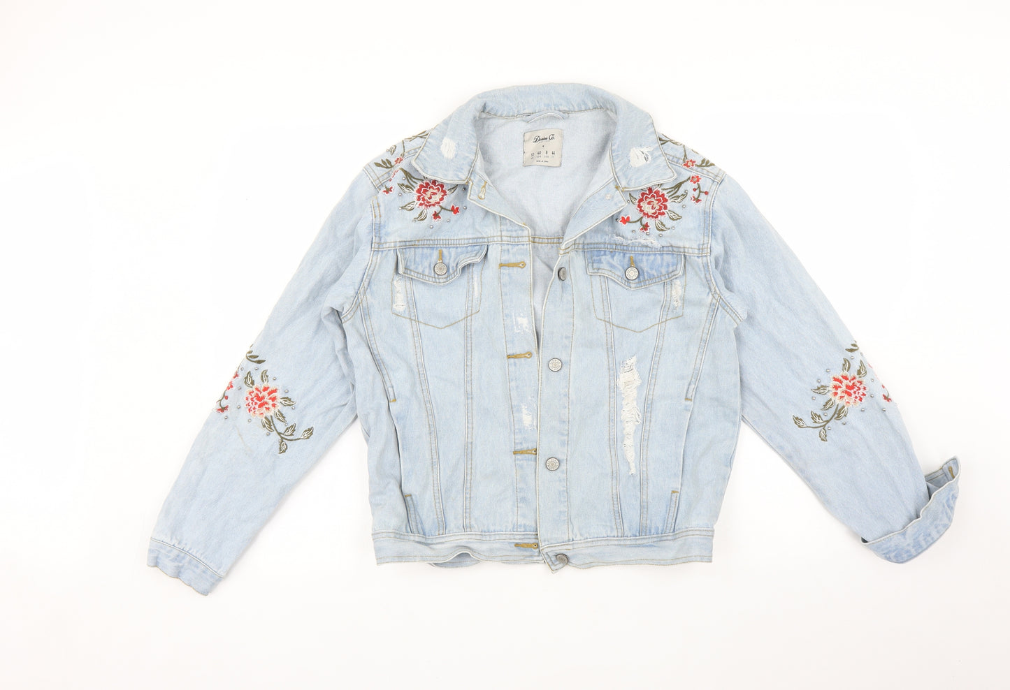 Primark Womens Blue Floral  Jacket  Size 12  - Distressed