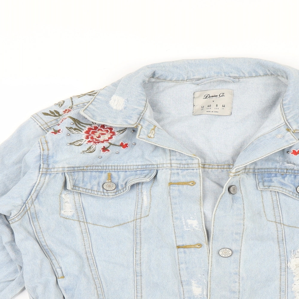 Primark Womens Blue Floral  Jacket  Size 12  - Distressed