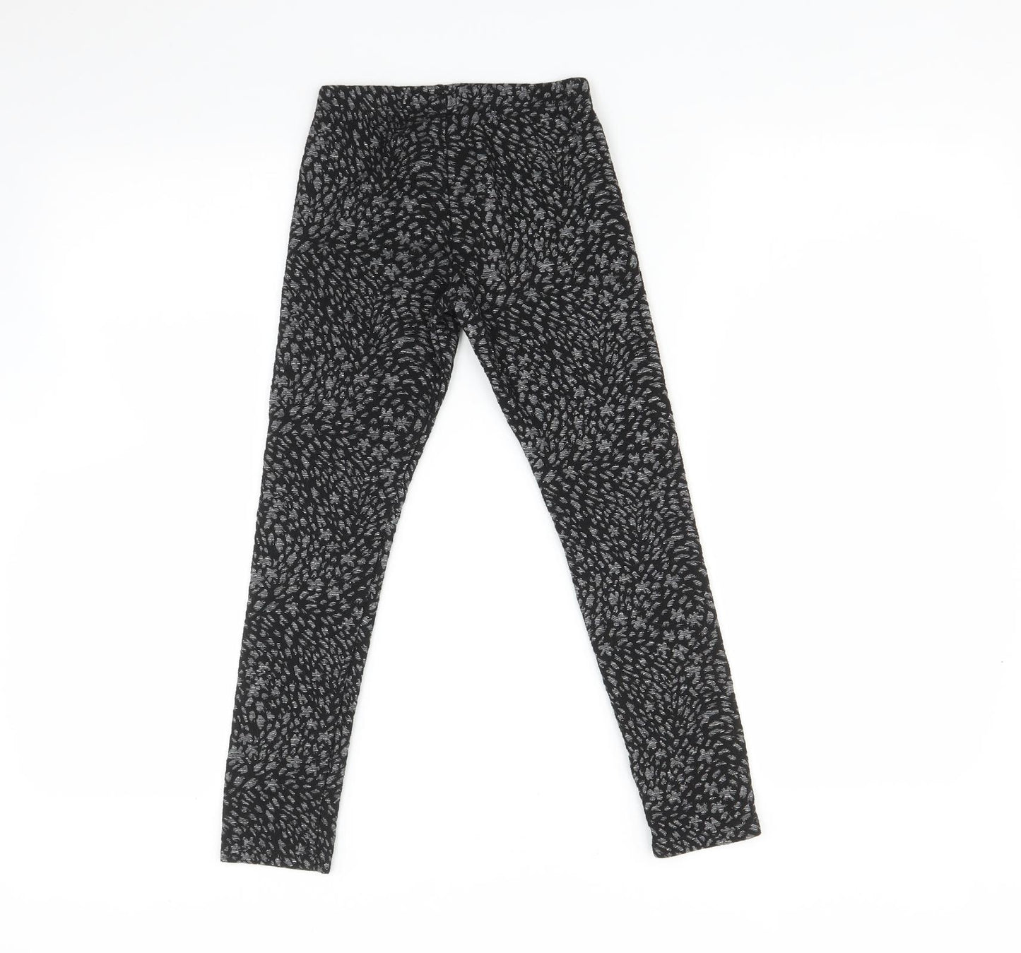 F&F Girls Black Animal Print  Jegging Trousers Size 9 Years - leggings