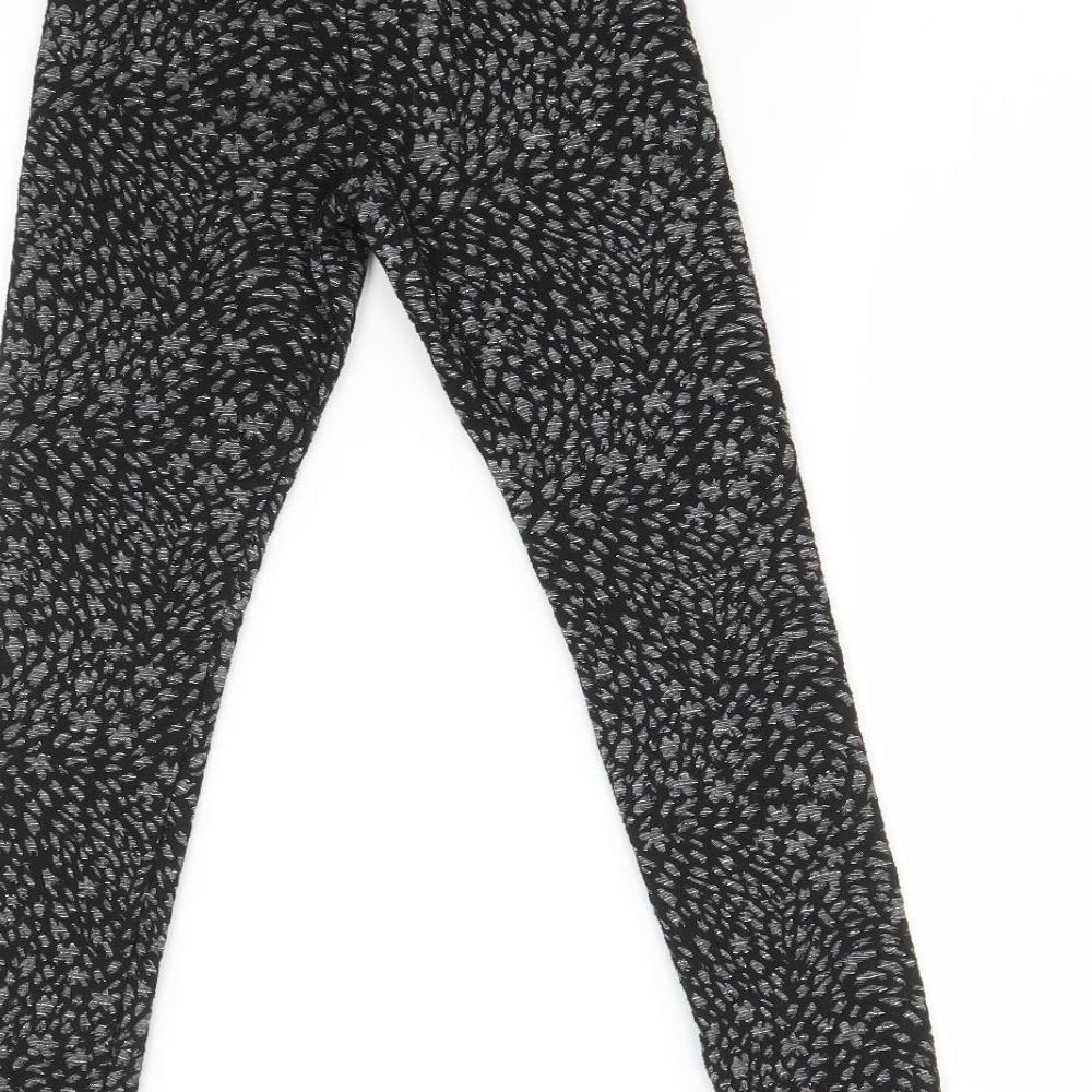 F&F Girls Black Animal Print  Jegging Trousers Size 9 Years - leggings