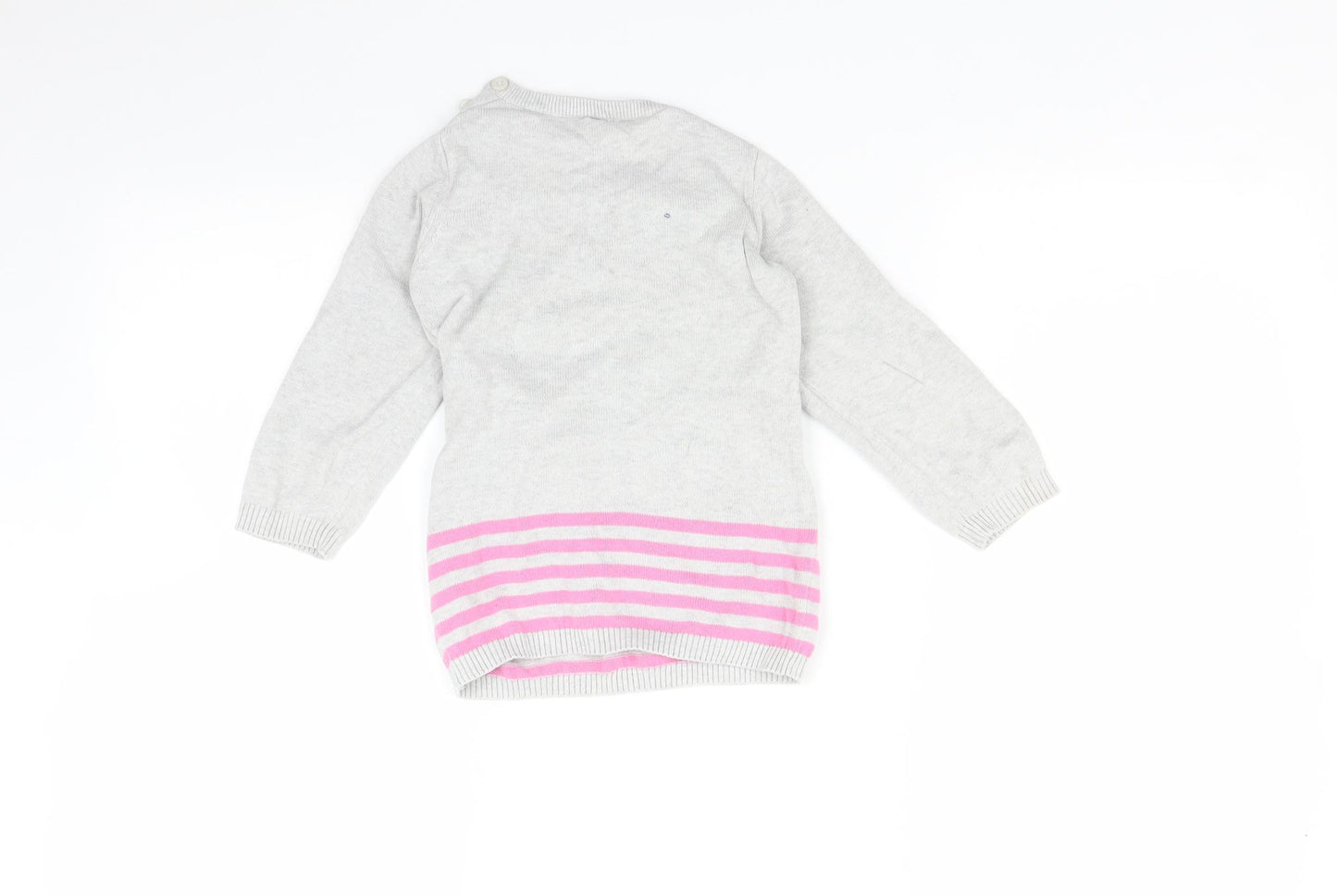 So cute Girls Grey Striped  Pullover Jumper Size 2-3 Years  - Dog