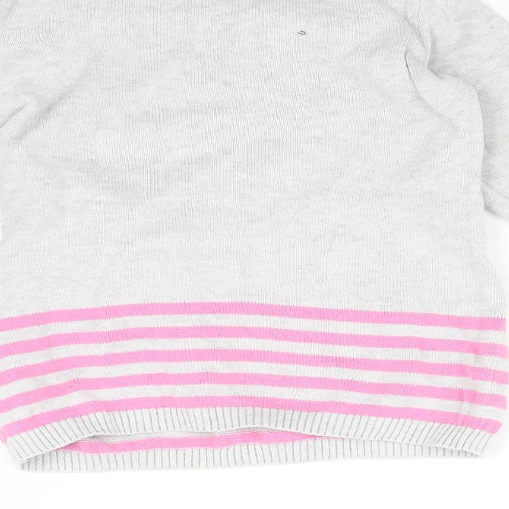 So cute Girls Grey Striped  Pullover Jumper Size 2-3 Years  - Dog
