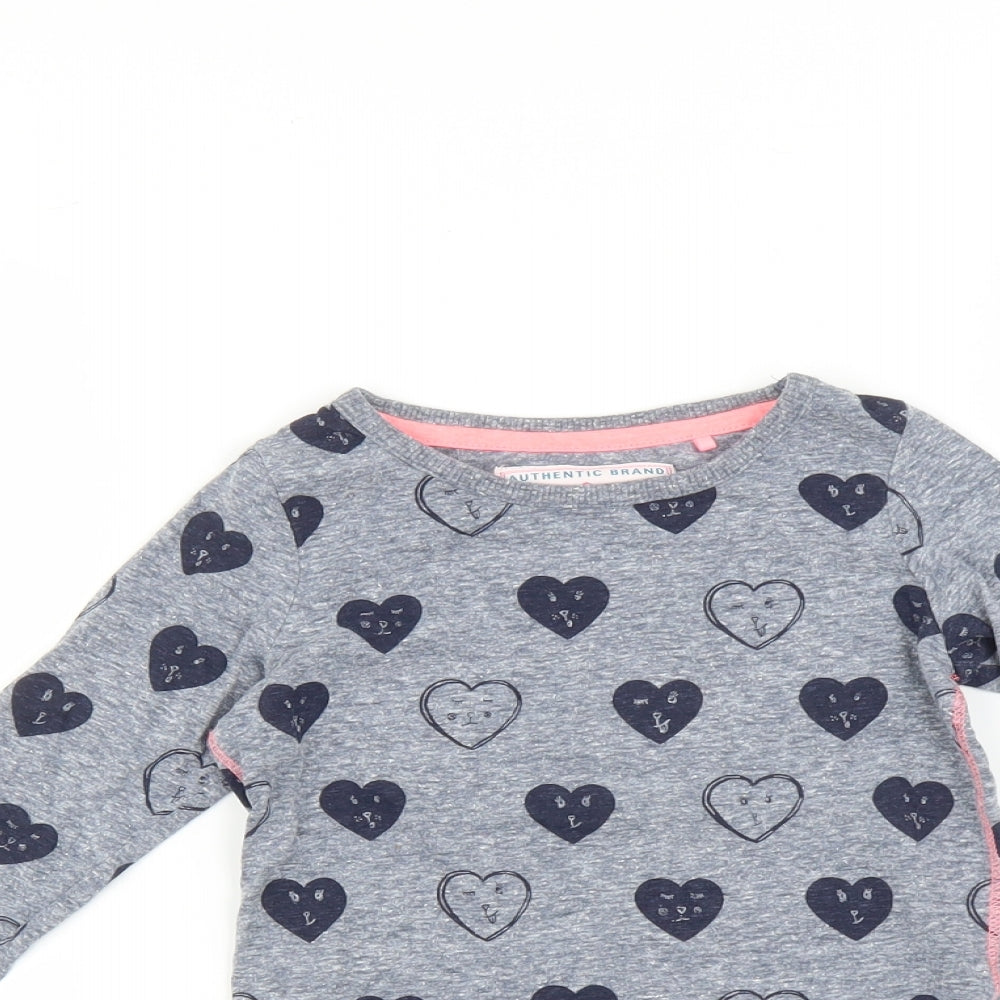 NEXT Girls Grey   Basic T-Shirt Size 3 Years  - Heart print