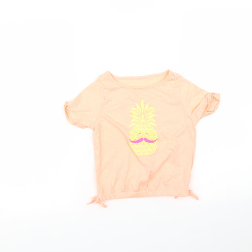 H+T Girls Orange   Basic T-Shirt Size 3 Years  - Pineapple