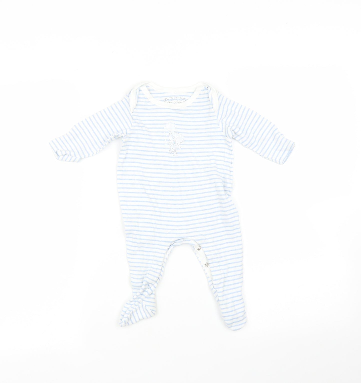 Marks and Spencer Baby Blue Striped  Babygrow One-Piece Size 0-3 Months  - tatty teddy