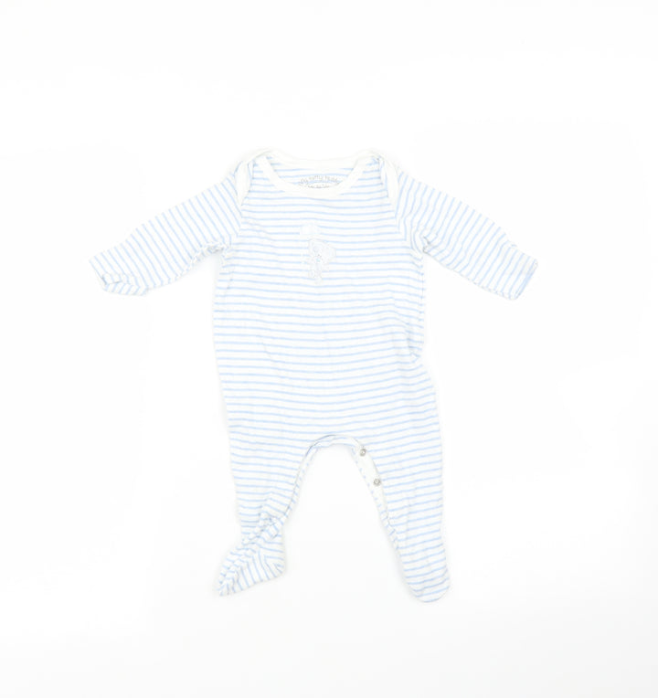 Marks and Spencer Baby Blue Striped  Babygrow One-Piece Size 0-3 Months  - tatty teddy