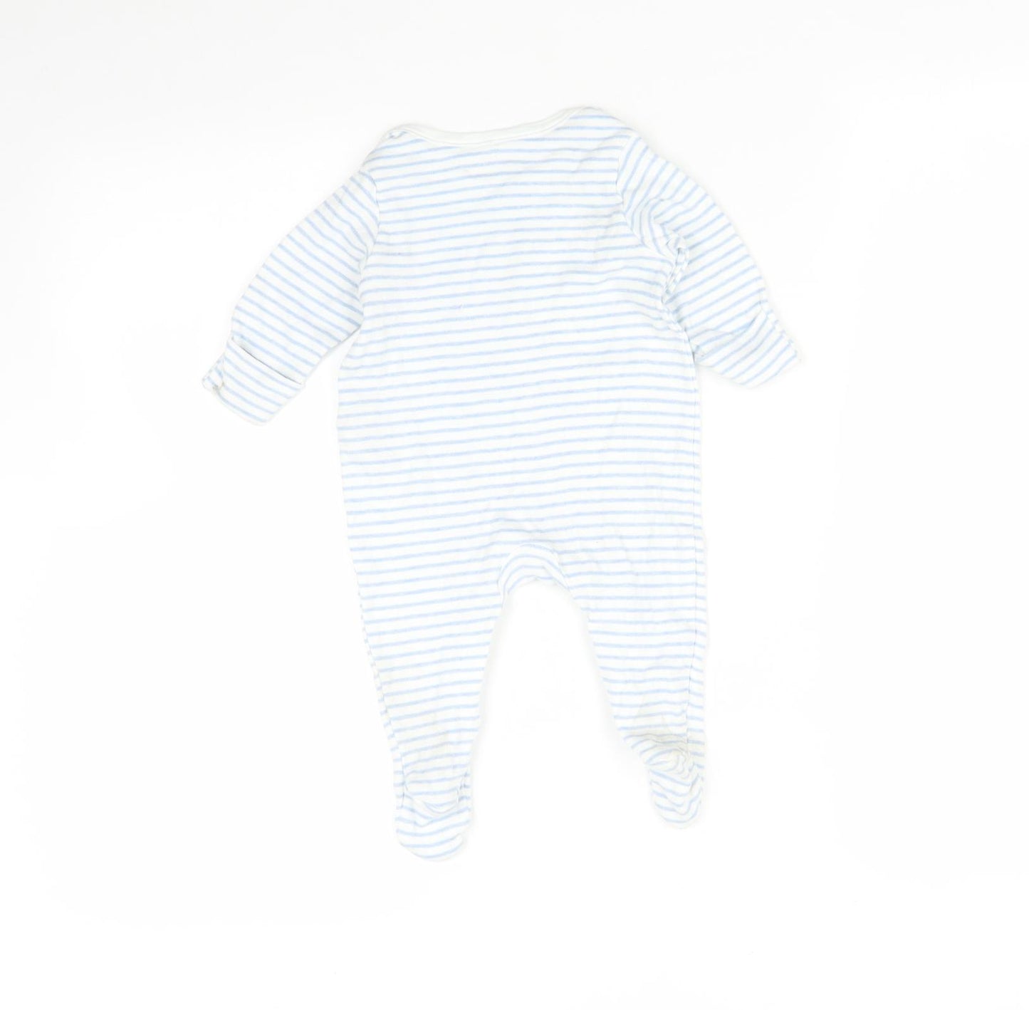 Marks and Spencer Baby Blue Striped  Babygrow One-Piece Size 0-3 Months  - tatty teddy