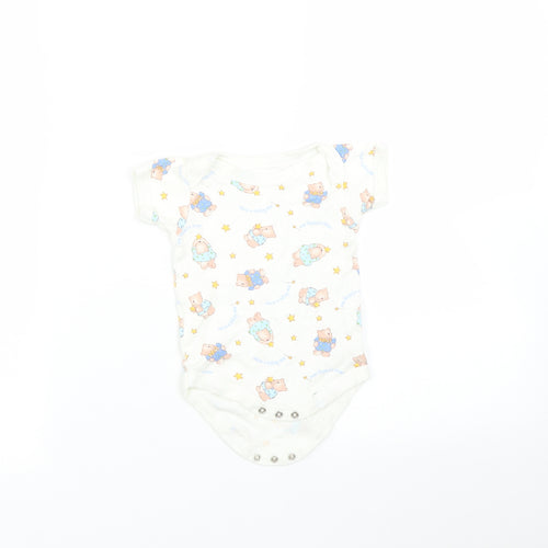 Tesco Baby White   Babygrow One-Piece Size 3-6 Months  - Bear print