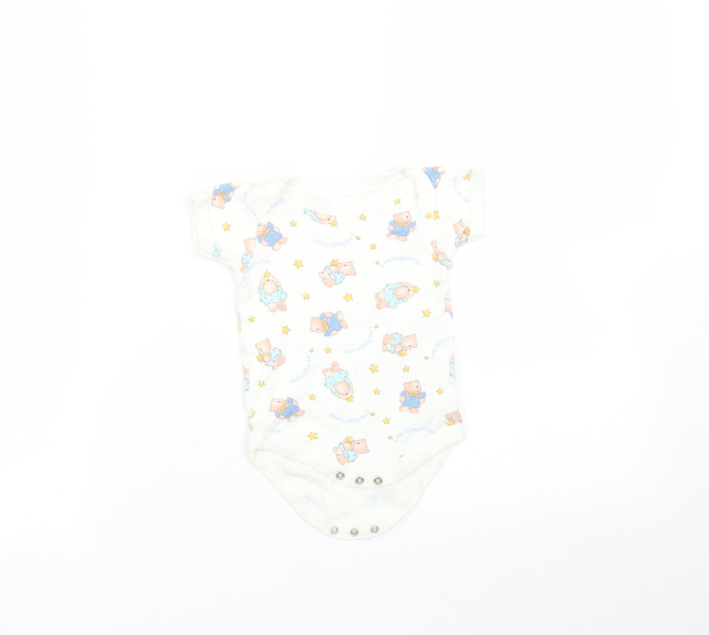 Tesco Baby White   Babygrow One-Piece Size 3-6 Months  - Bear print