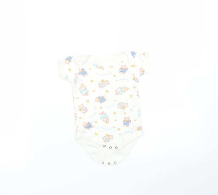 Tesco Baby White   Babygrow One-Piece Size 3-6 Months  - Bear print
