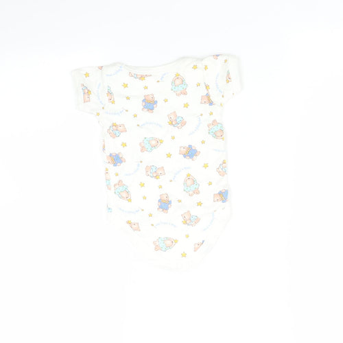 Tesco Baby White   Babygrow One-Piece Size 3-6 Months  - Bear print
