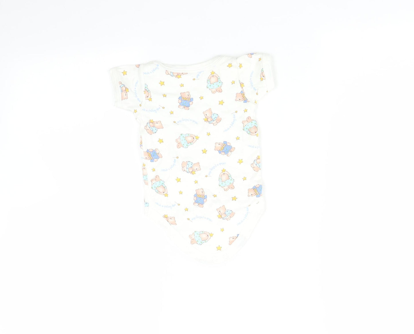 Tesco Baby White   Babygrow One-Piece Size 3-6 Months  - Bear print