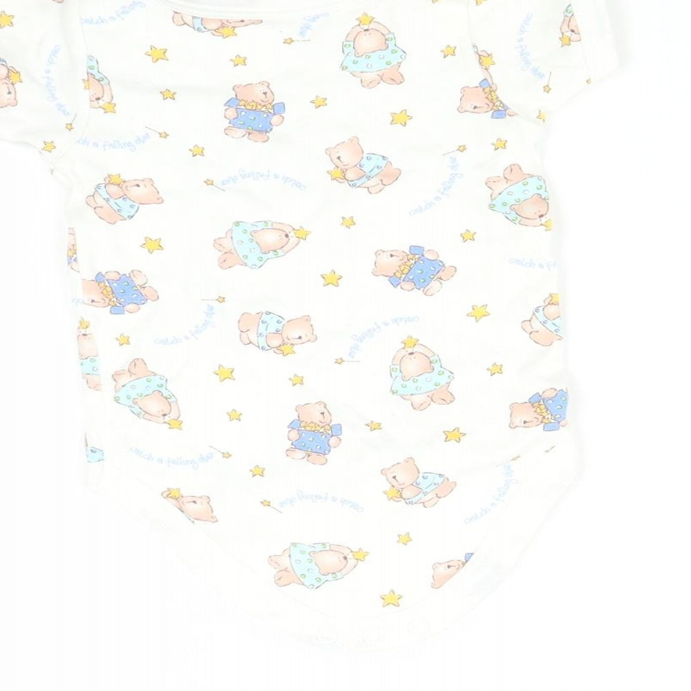 Tesco Baby White   Babygrow One-Piece Size 3-6 Months  - Bear print
