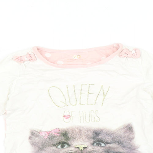 YD Girls Multicoloured Polka Dot  Basic T-Shirt Size 5-6 Years  - Cat print