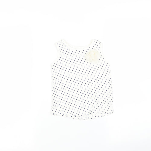 Matalan Girls White Spotted  Basic T-Shirt Size 3-4 Years