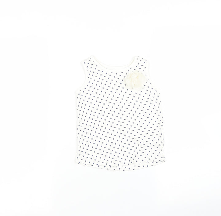 Matalan Girls White Spotted  Basic T-Shirt Size 3-4 Years