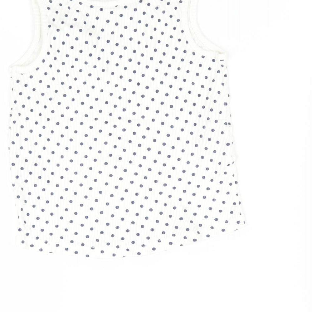 Matalan Girls White Spotted  Basic T-Shirt Size 3-4 Years