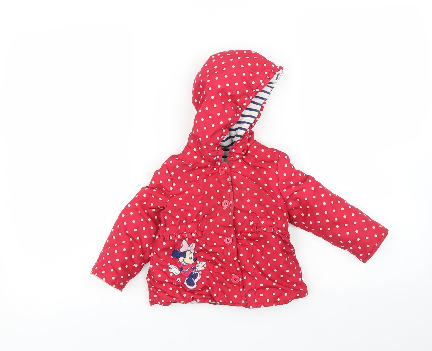 George Baby Red Spotted  Basic Coat Jacket Size 9-12 Months  - disney