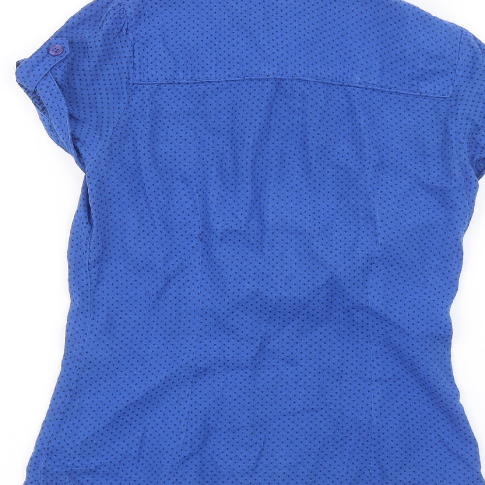 H&M Womens Blue Polka Dot  Basic Button-Up Size 6
