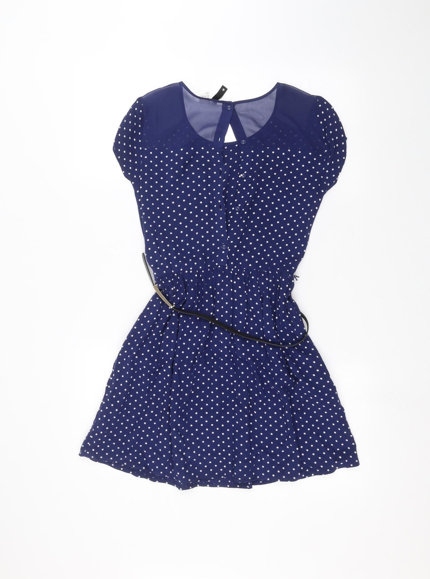 H&M Womens Blue Polka Dot  A-Line  Size L