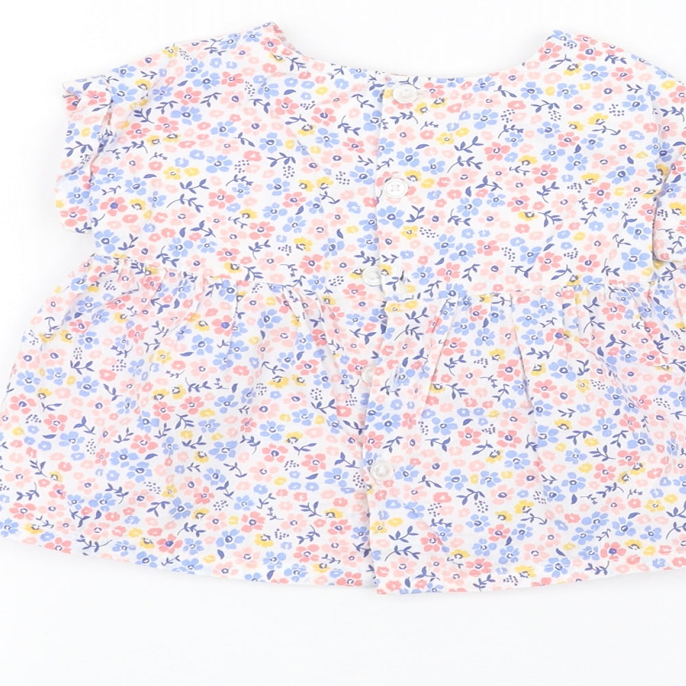 TEX Baby White Floral  Basic T-Shirt Size 9-12 Months