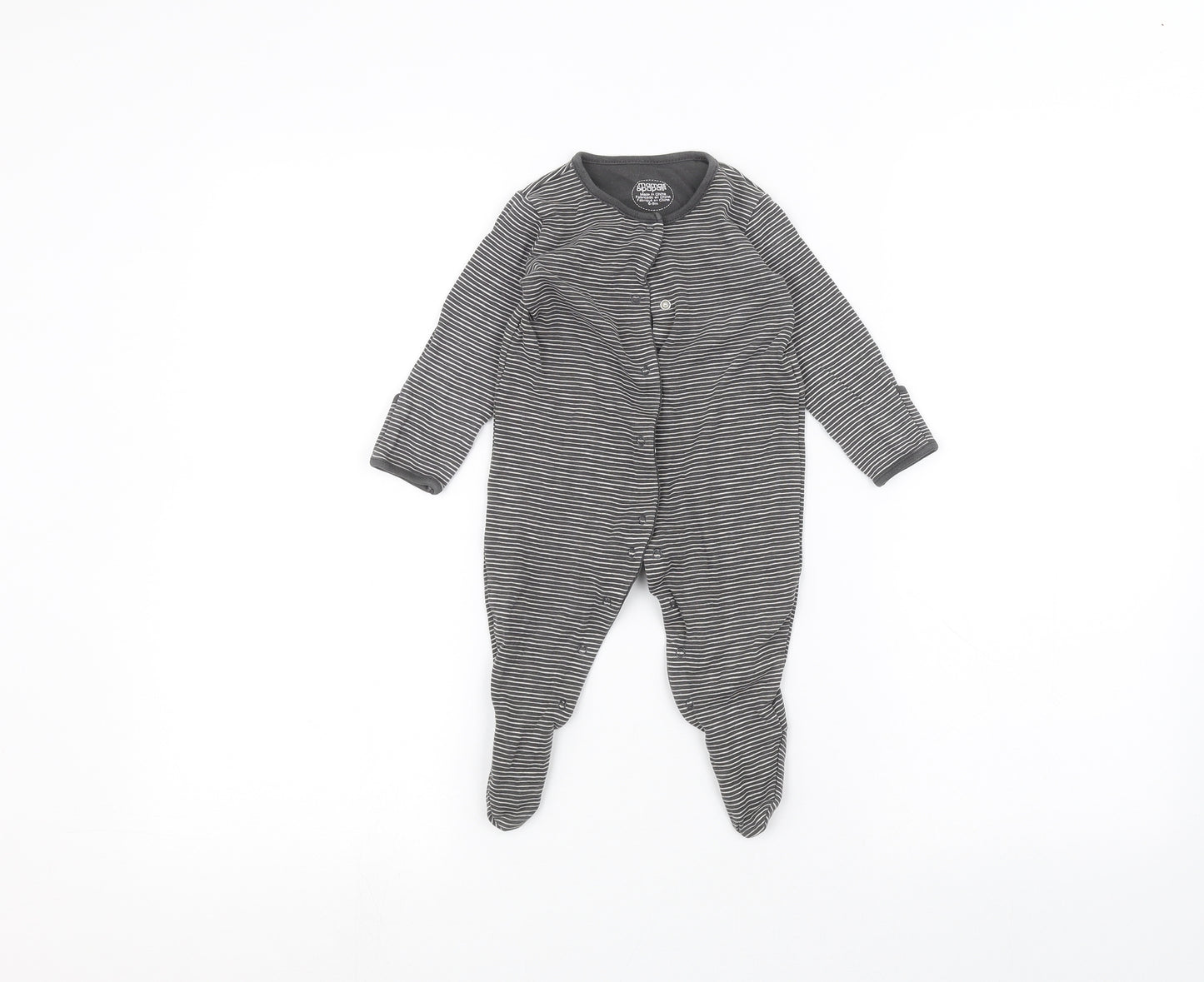 mamas & papas Baby Black Striped  Coverall One-Piece Size 6-9 Months