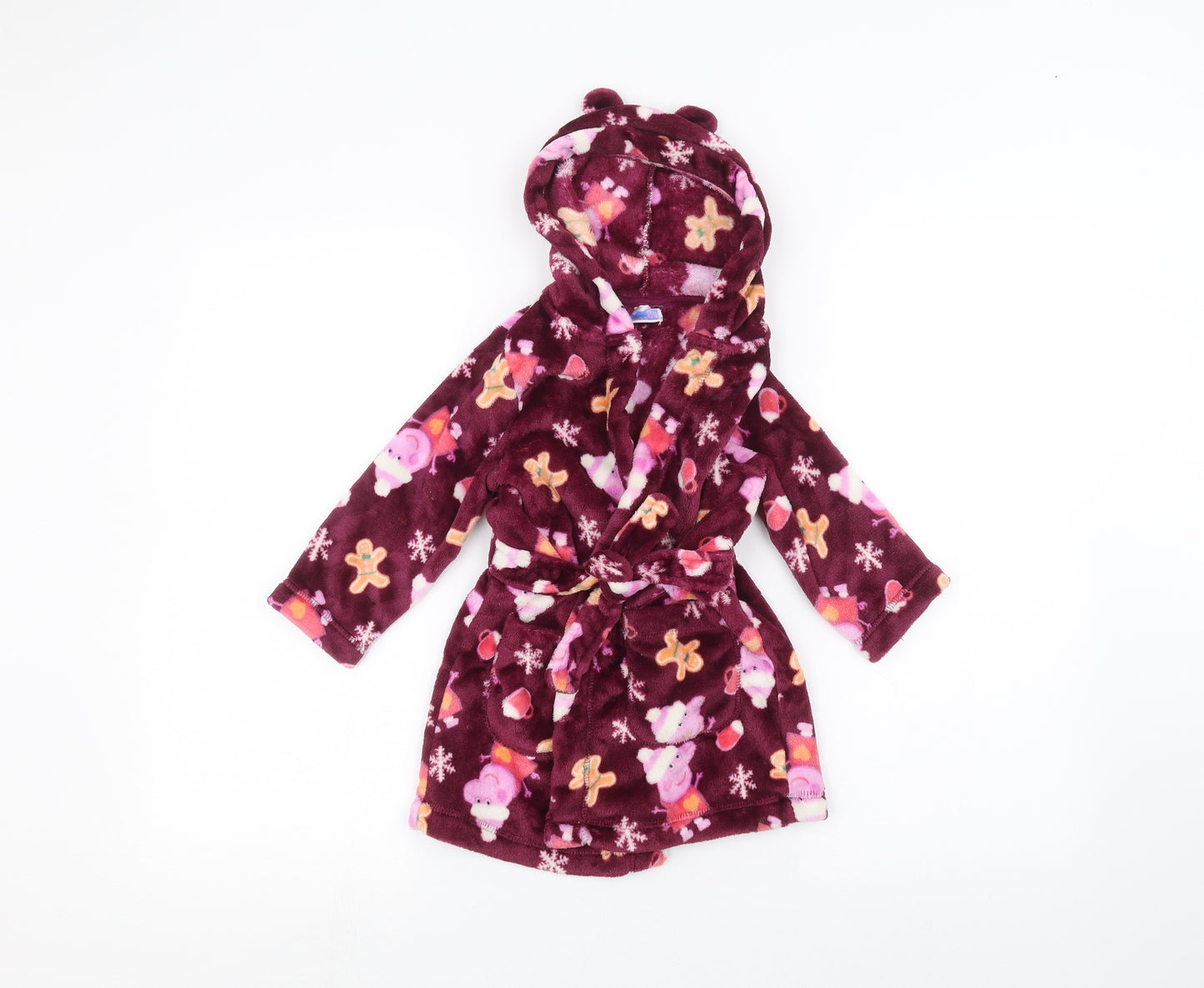 TU Baby Red Solid  Babydoll Robe Size 18-24 Months  - peppa pig