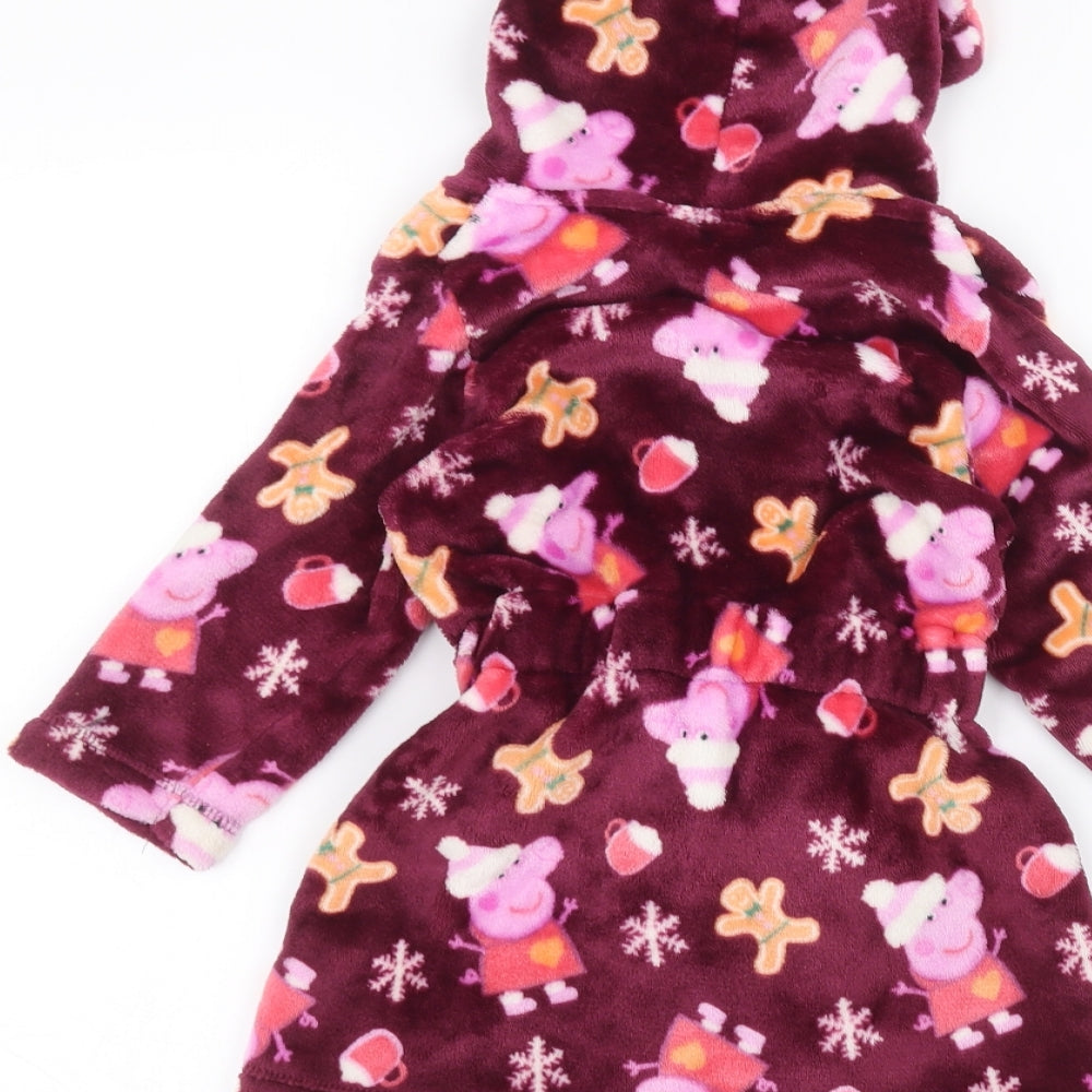 TU Baby Red Solid  Babydoll Robe Size 18-24 Months  - peppa pig