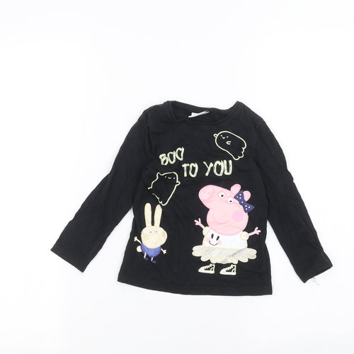 Peppa Pig Girls Black   Basic T-Shirt Size 2-3 Years  - peppa pig