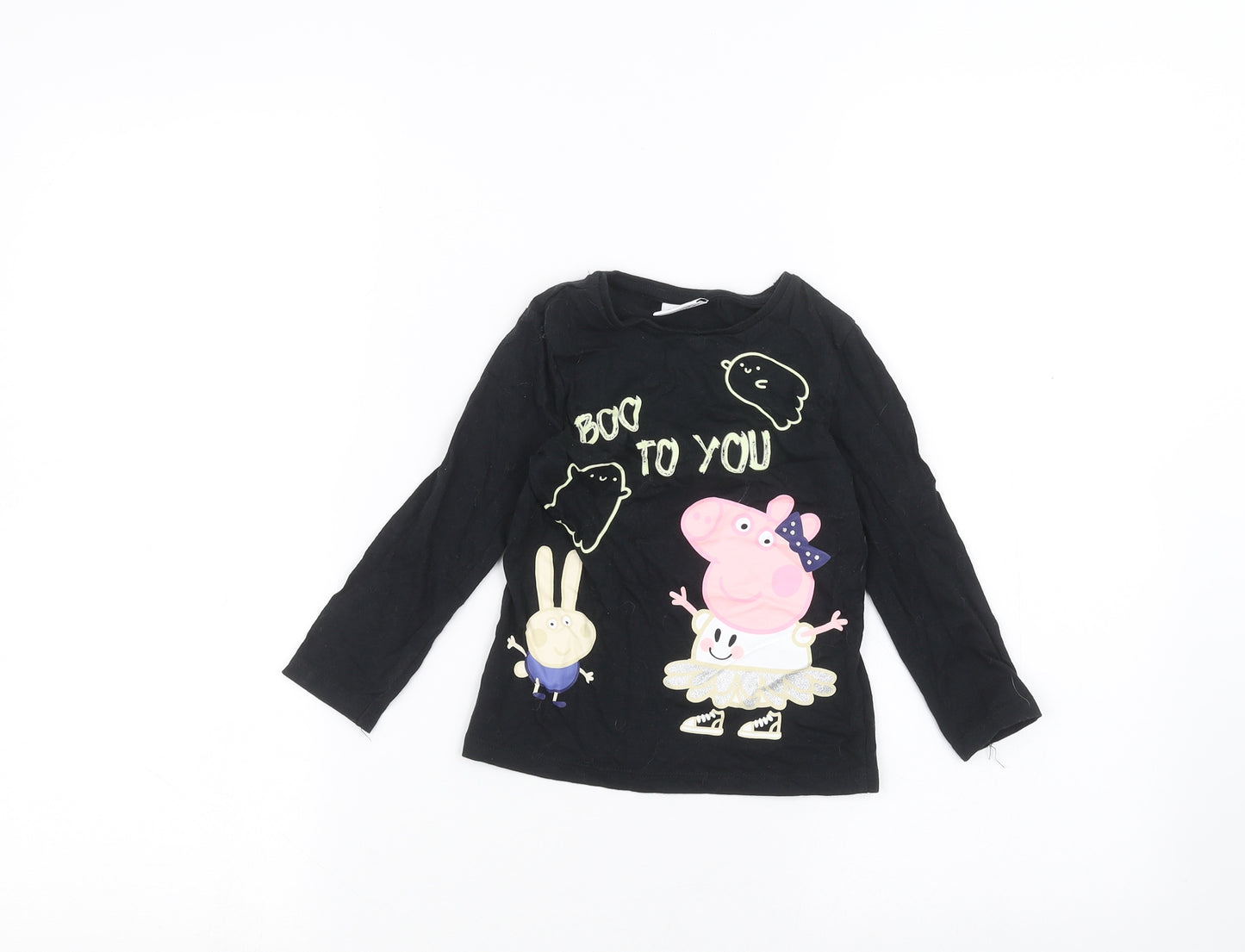 Peppa Pig Girls Black   Basic T-Shirt Size 2-3 Years  - peppa pig