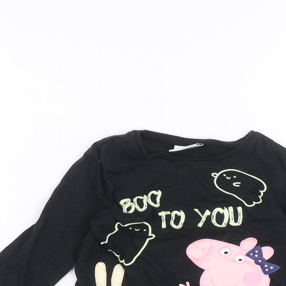 Peppa Pig Girls Black   Basic T-Shirt Size 2-3 Years  - peppa pig