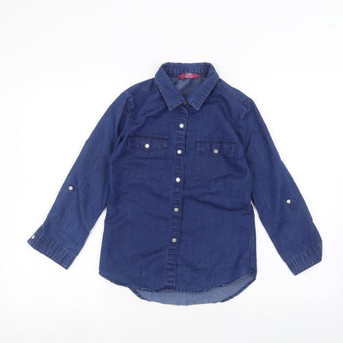 Young Dimension Girls Blue   Basic Button-Up Size 9-10 Years