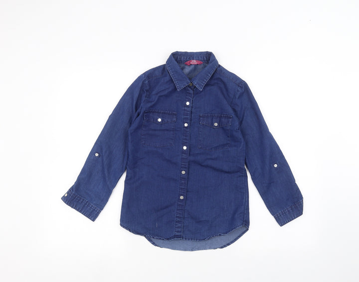 Young Dimension Girls Blue   Basic Button-Up Size 9-10 Years