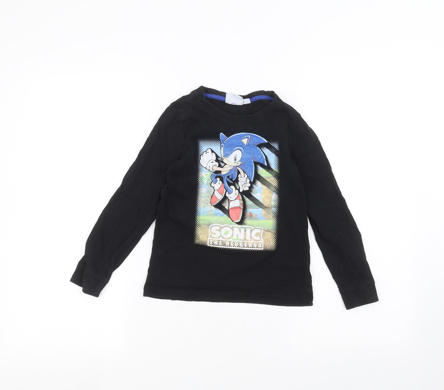Sonic Boys Black   Basic T-Shirt Size 7-8 Years  - sonic